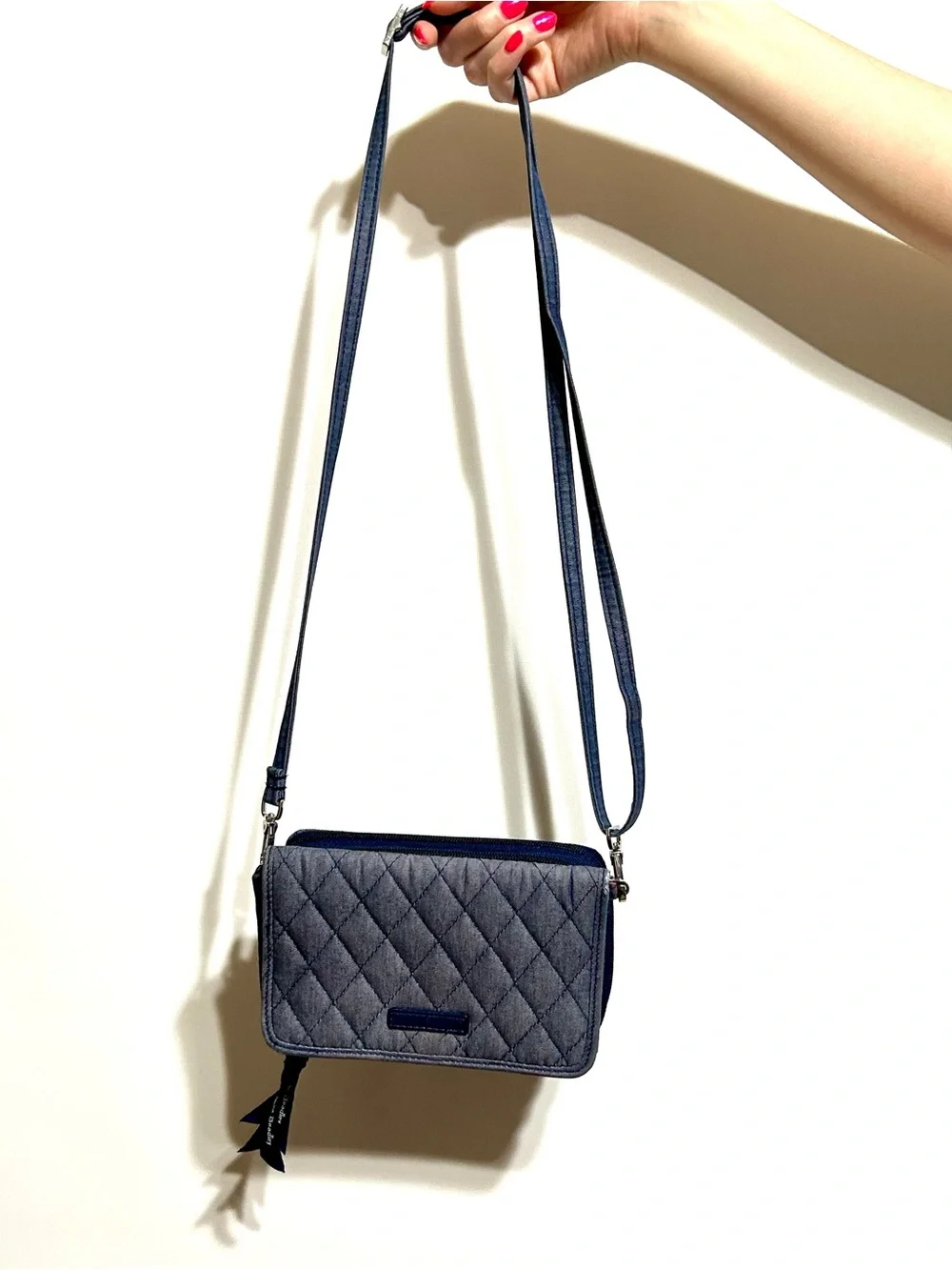 Quilted Navy Crossbody Wallet for Women - Picture 1 of 8